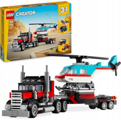 KLOCKI LEGO CREATOR 31146 CIĘŻARÓWKA Z PLATFORMĄ I HELIKOPTER 3w1