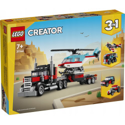 KLOCKI LEGO CREATOR 31146 CIĘŻARÓWKA Z PLATFORMĄ I HELIKOPTER 3w1