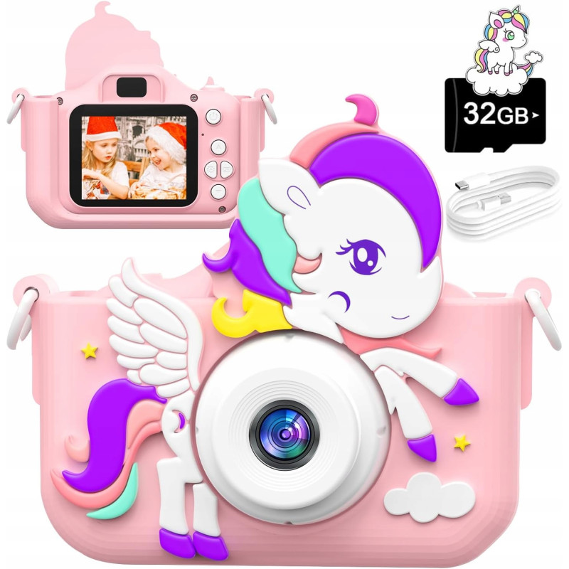 APARAT CYFROWY DLA DZIECI JEDNOROŻEC SELFIE KAMERA+KARTA 32GB
