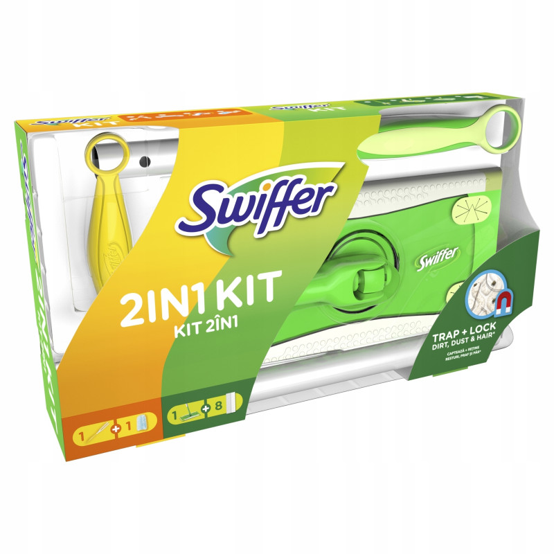 Swiffer 2IN1 KIT Zestaw Mop + 8 wkładów + miotełka do kurzu