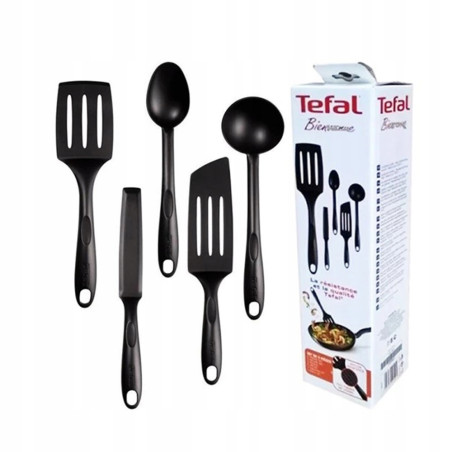 TEFAL ZESTAW AKCESORIA PRZYBORY KUCHENNE 5 CZARNE