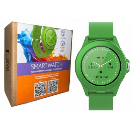 Smartwatch zegarek kolorowy młodzieżowy z gumowym paskiem zielony Forever
