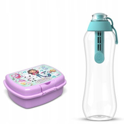 ZESTAW ŚNIADNIOWY LUNCHBOX KOCI DOMEK GABI + Butelka Filtrująca Dafi SOFT