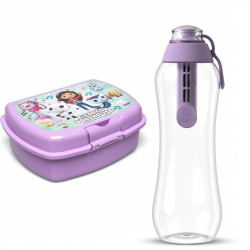 ZESTAW ŚNIADNIOWY LUNCHBOX KOCI DOMEK GABI + Butelka Filtrująca Dafi SOFT