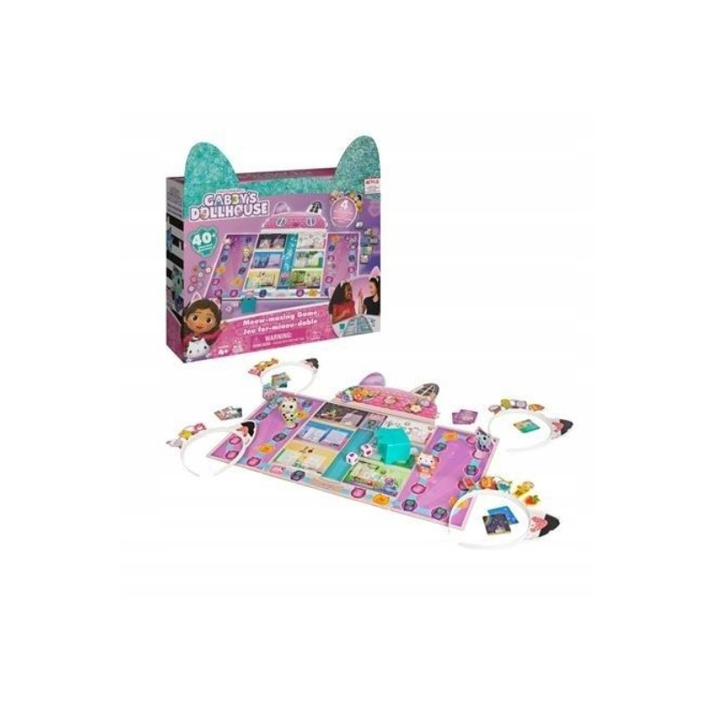 KOCI DOMEK GABI KOCIASTYCZNA GRA PLANSZOWA + 4 OPASKI gabby's dollhouse