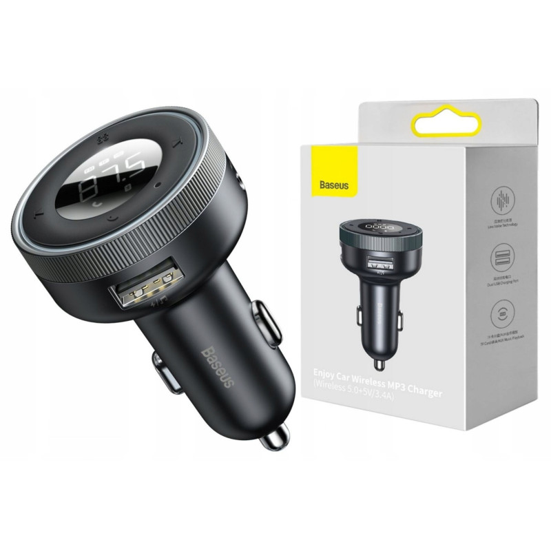 Transmiter Baseus Enjoy Car FM AUX BT 5.0 USBx2 Bluetooth 5.0 87.5-106. MHz