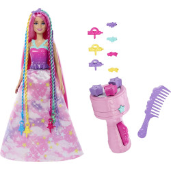 Barbie Dreamtopia Lalka Księżniczka Zakręcone pasemka + akcesoria HNJ06