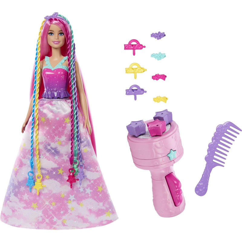 Barbie Dreamtopia Lalka Księżniczka Zakręcone pasemka + akcesoria HNJ06