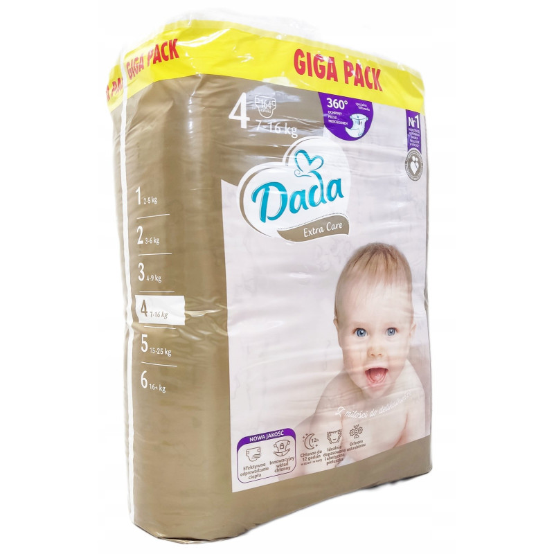 Dada Pieluchy jednorazowe Extra Care 4 MAXI 7-16 kg 164 sztuki GIGA PACK